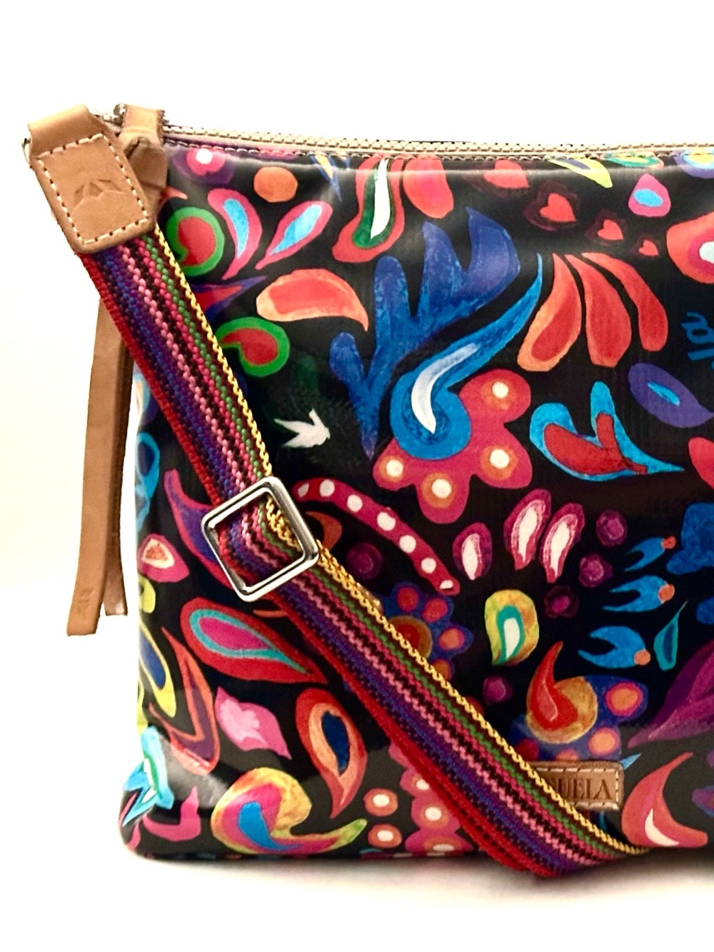 Consuela Sophie Downtown Crossbody Bag - Black w/ Multicolor Design - Picture 4 of 14